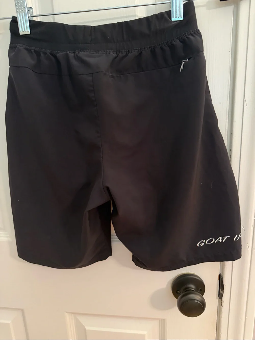 Boys Black Athletic Shorts with Blue Goat Graphic